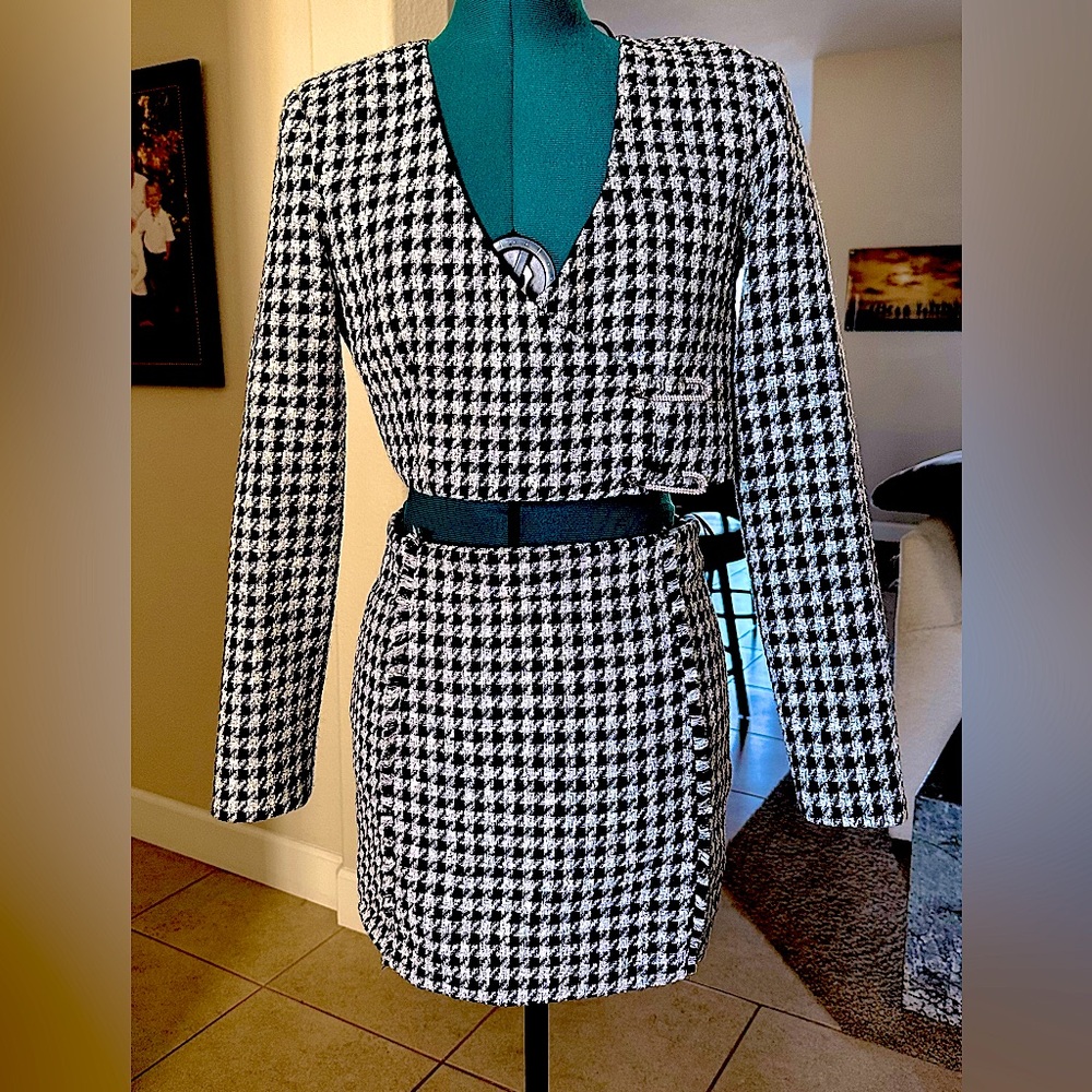 ZARA NWT Two Piece black and white suit